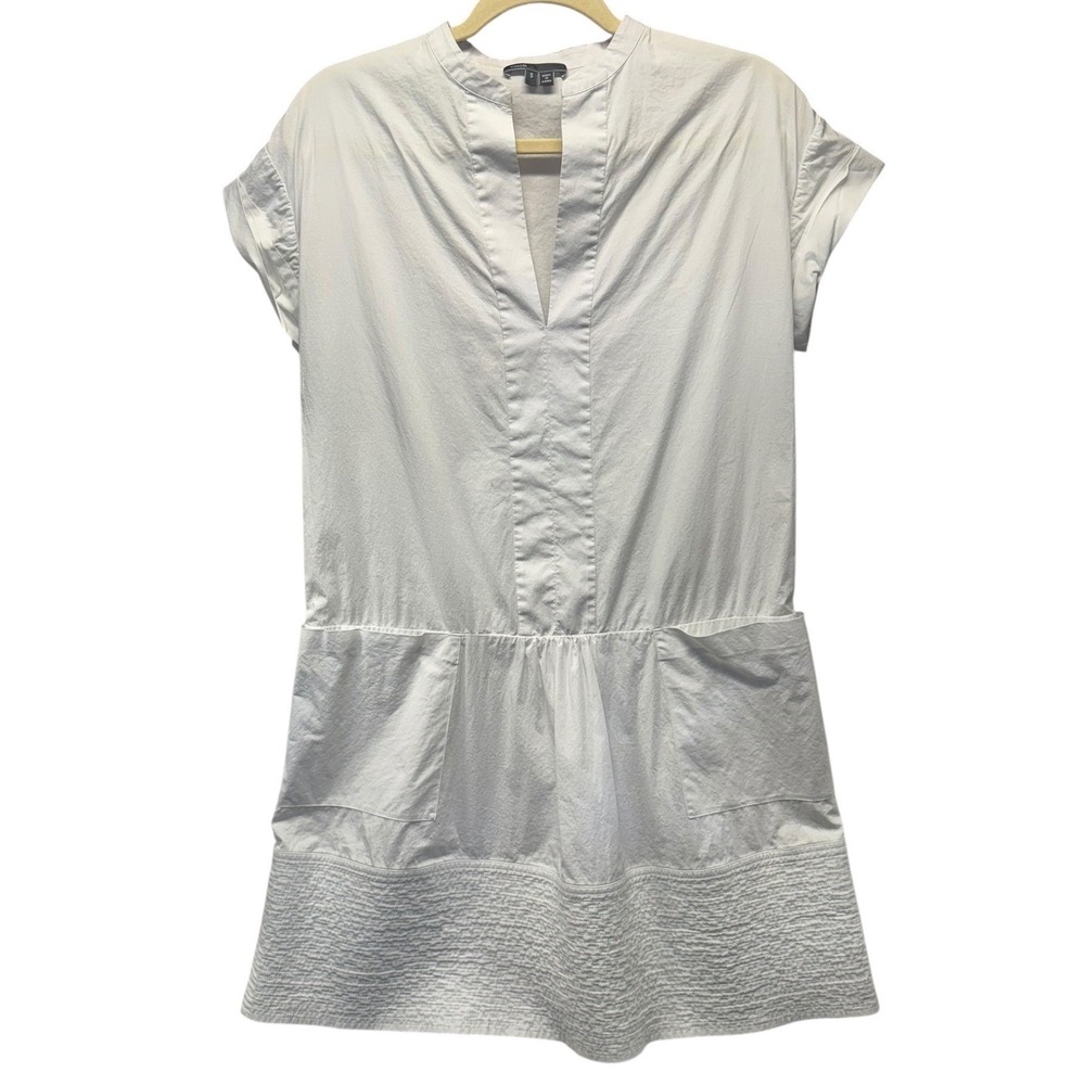 Vince Womens Off White Cotton Blend Poplin Mini Dress Drop Waist‎ Classic Size S